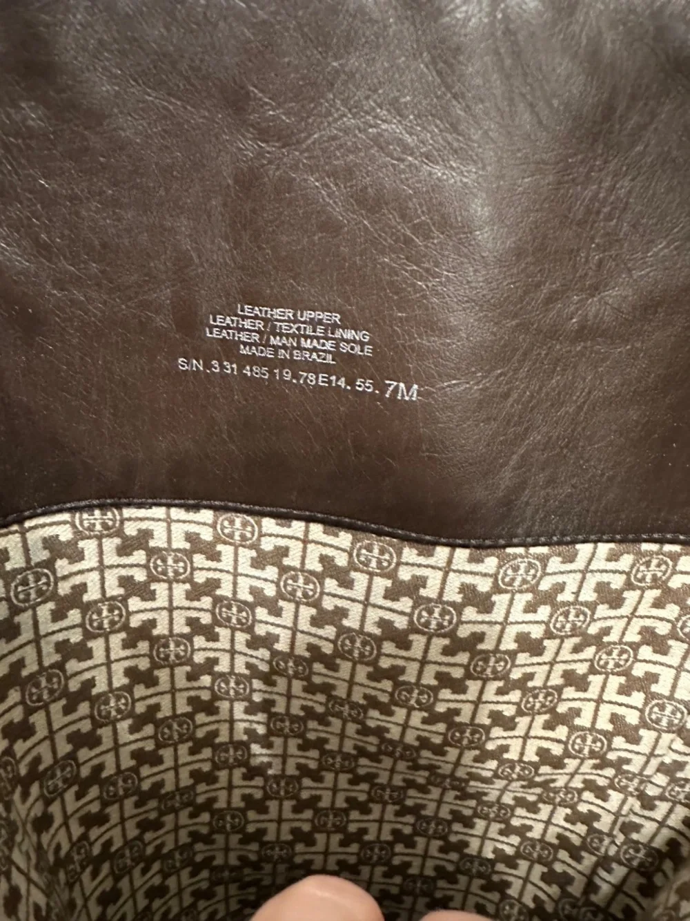 Tory‎ Burch size 7 Tall Brown Leather Boots gold logo zippered